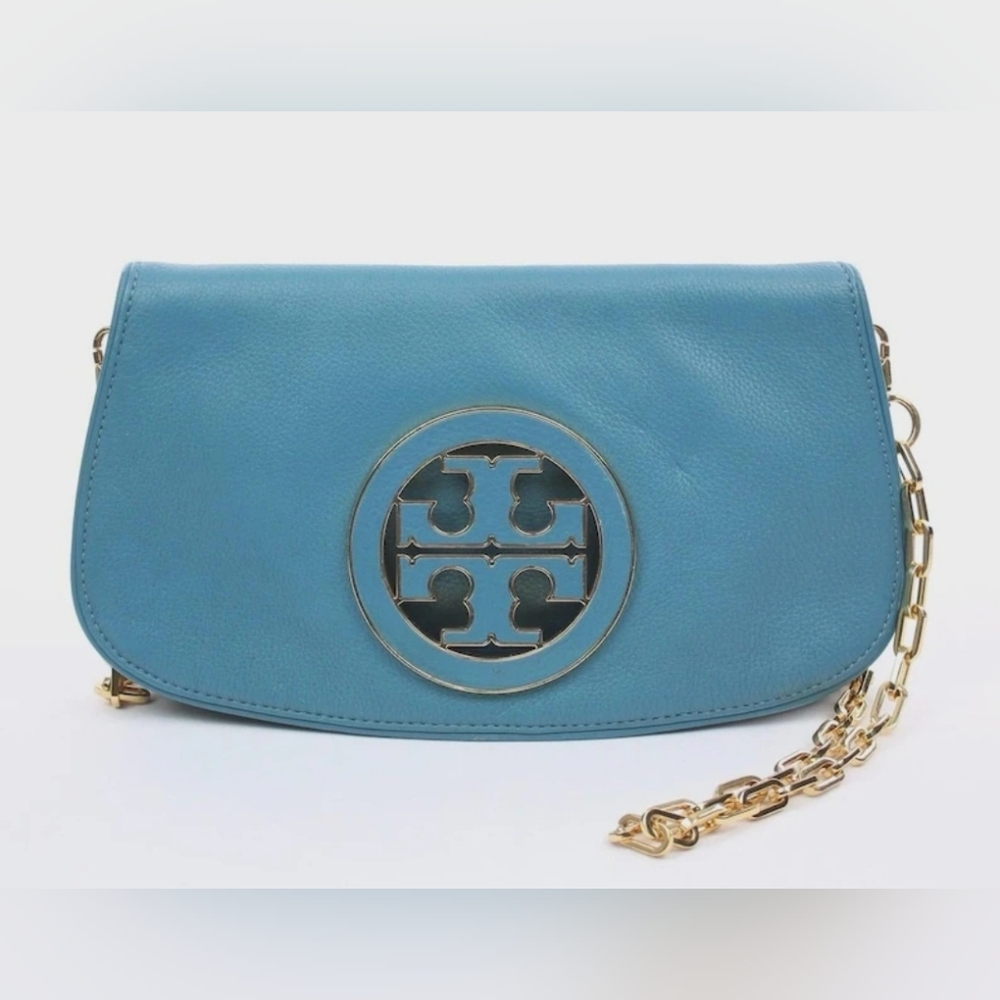 Tory Burch Teal Crossbody Bag with Gold Chain